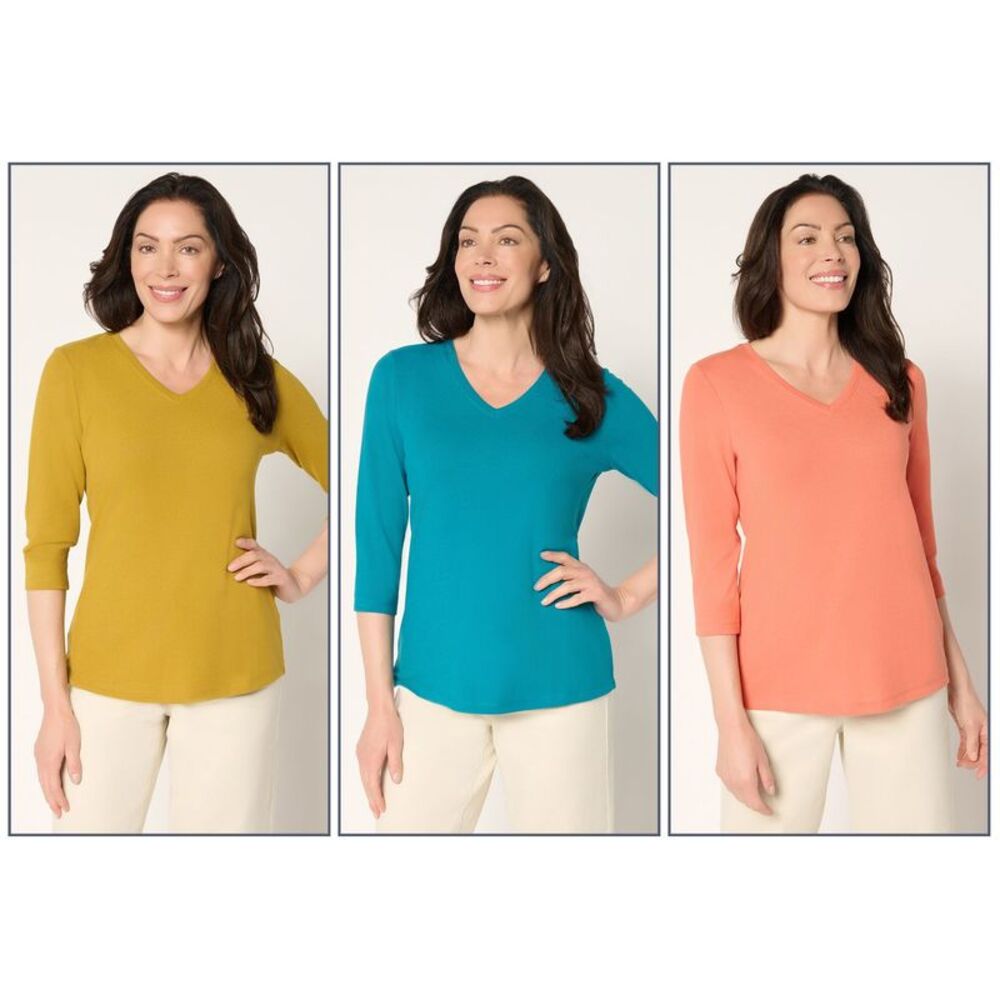 Denim & Co. Women's Top Plus Sz 2X Essentials Heavenly Multi-colored